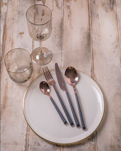 Rose-Gold Cutlery set in black (24 pcs)